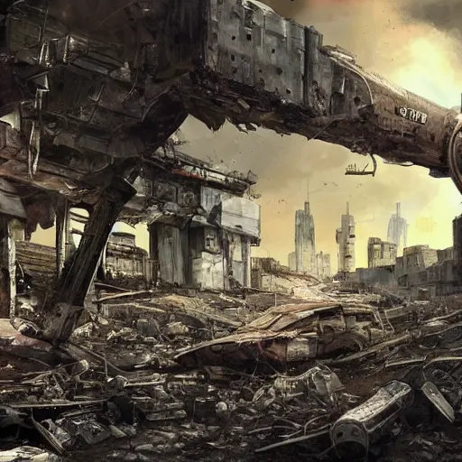 Image similar to destroyed city wasteland, radioactive radiation, nuclear winter, artgerm