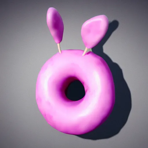 Image similar to a pink haired donut with ears, hyper realistic, unreal engine 5, octane 3 d, render