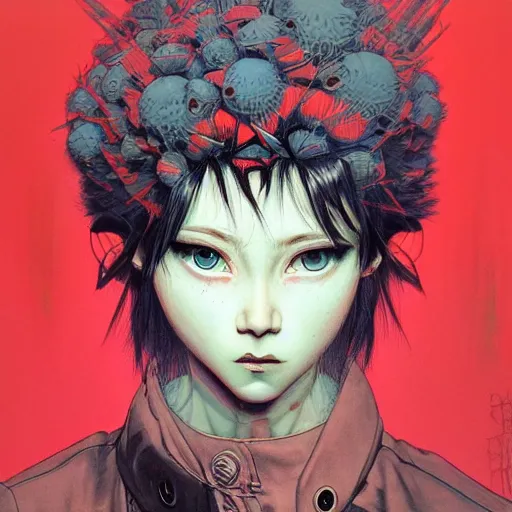 Image similar to prompt : soviet punk portrait soft light painted by james jean and katsuhiro otomo and erik jones, inspired by akira anime, smooth face feature, intricate oil painting, high detail illustration, sharp high detail, manga and anime 1 9 9 9