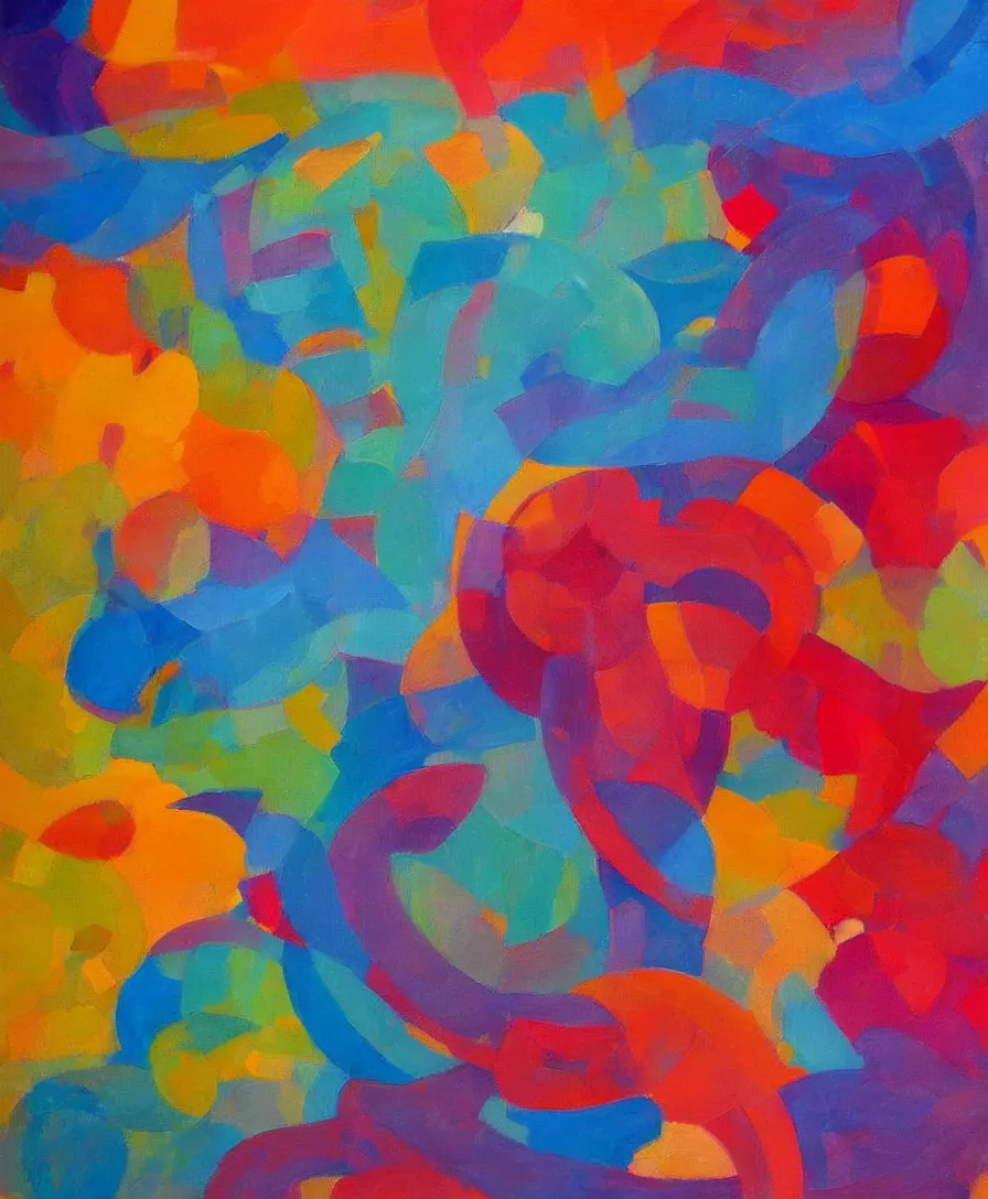 Prompt: a painting of abstract, colorful shapes