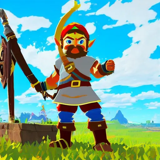 Image similar to Sinterklaas in The Legend of Zelda Breath of the Wild