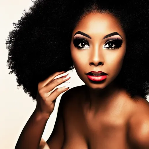 Image similar to Photo of a black woman,pretty make up, bold, self confidence, cinematic, focus