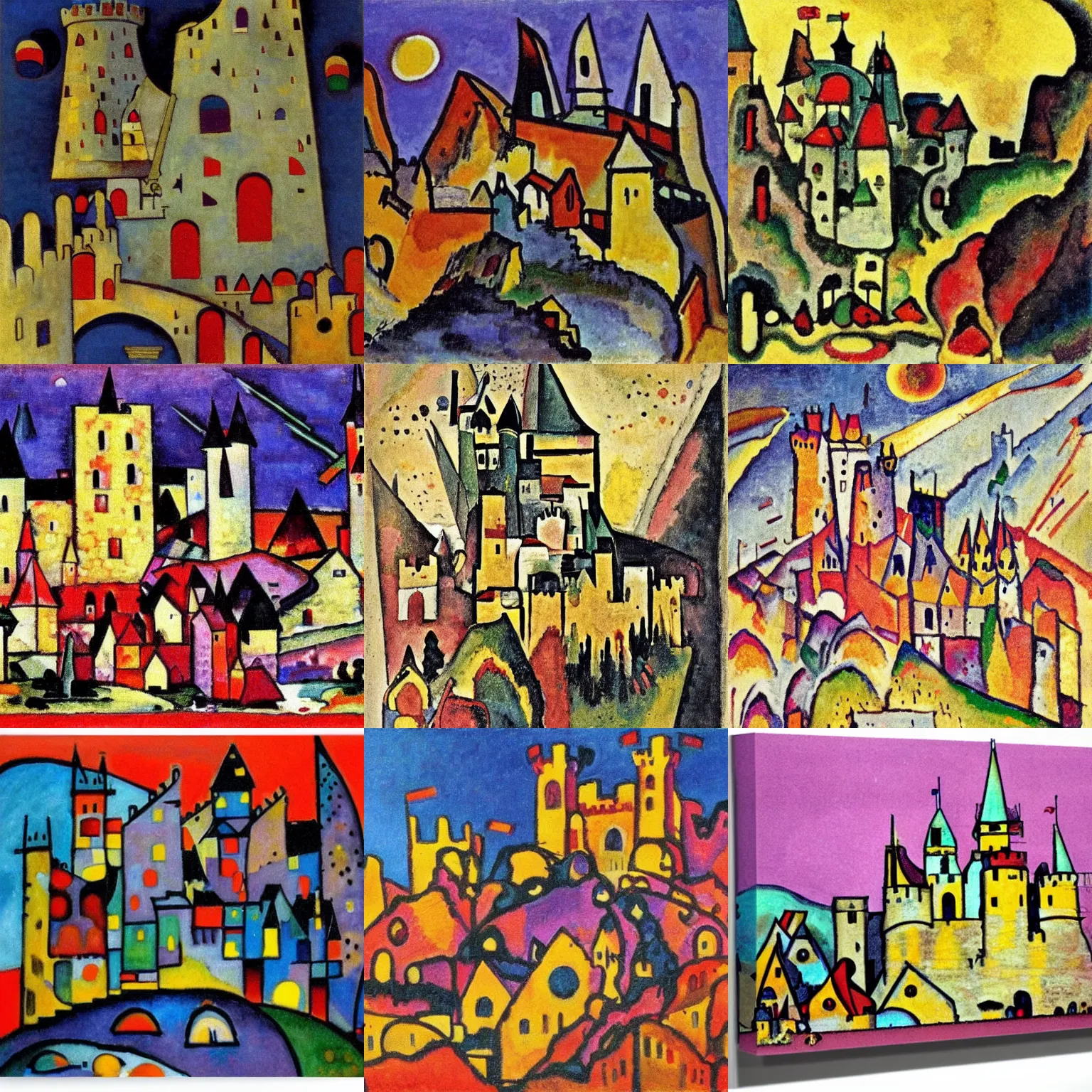 Prompt: medieval castle, by wassily kandinsky