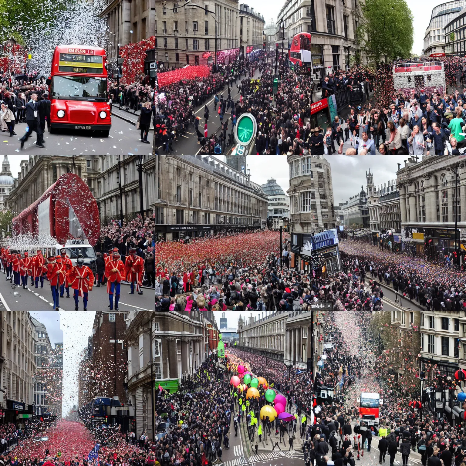 Prompt: ticker tape parade in london