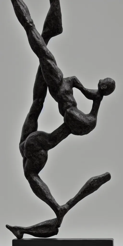 Image similar to sculpture of an acrobat, in the style of alberto giacometti, 4 k