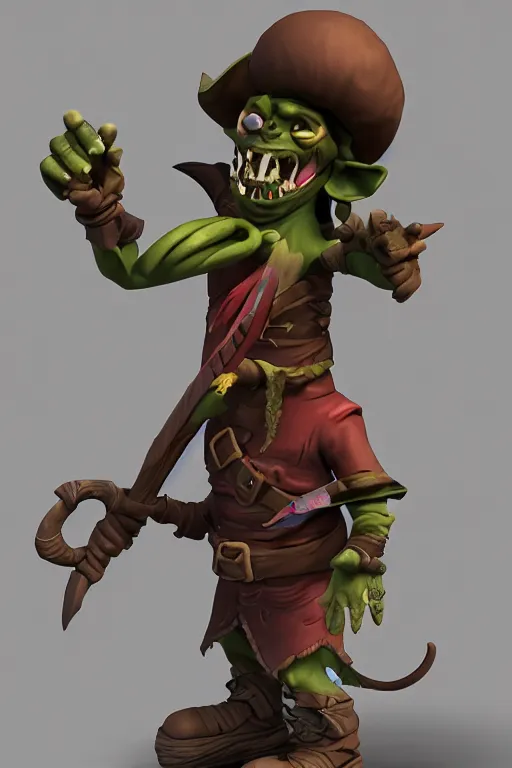 Prompt: A goblin pirate, 3d render, blender, portrait, detailed, 4k