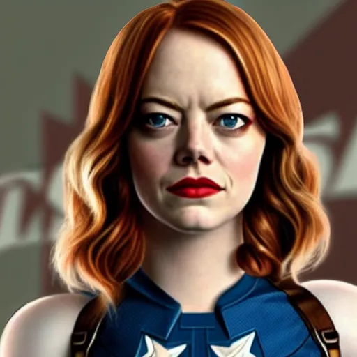 Image similar to Emma Stone as captain America