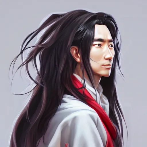 Prompt: hua cheng, xie lian, highly detailed, artstation, by artgerm