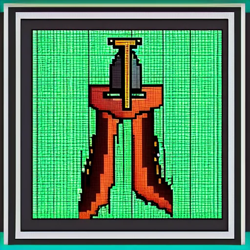 Prompt: Pixel art of a sword. Pixeljoint.