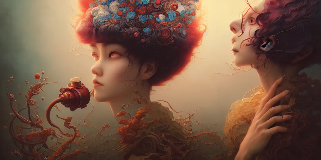 Image similar to illustrated by miyazaki by karol bak, james jean, tom bagshaw, rococo, sharp focus, trending on artstation, cinematic lighting, hyper realism, octane render, 8 k, hyper detailed, vivid, ultra detailed, highly detailed