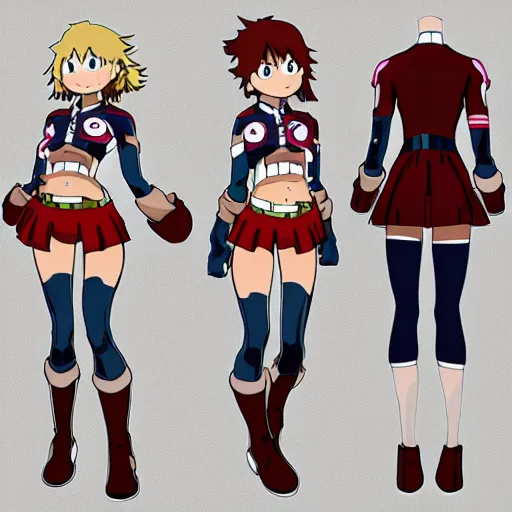 Image similar to concept art for a cute brown my hero academia costume for females, detailed