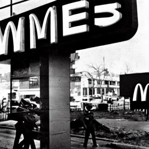 Image similar to mcdonalds gets nuked, historical photograph