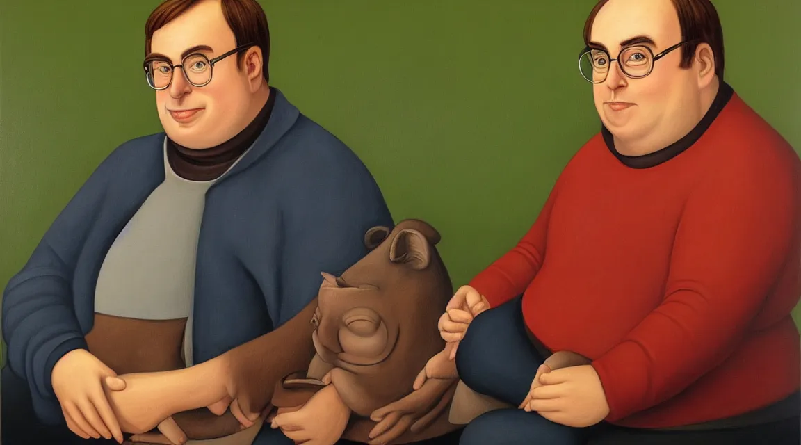 Image similar to portrait of Linus Torvalds painted by fernando botero