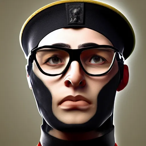 Prompt: serbian soilder, war, glasses, black hat, serbian flag, detailed, 4k