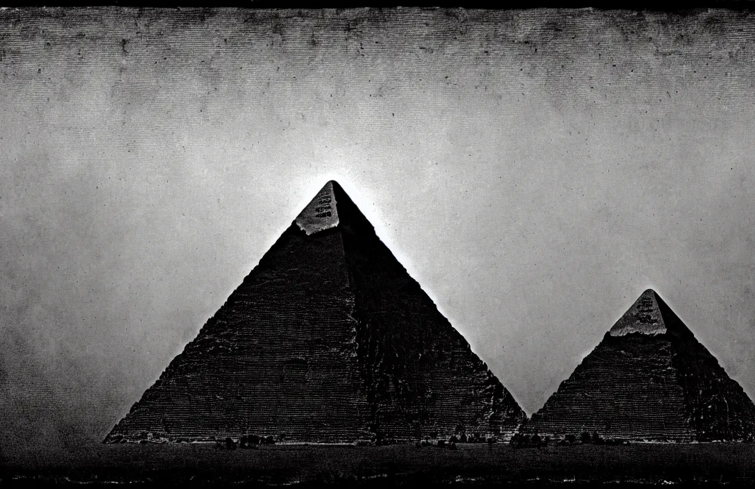 Image similar to light and shade should blend without lines or borders, in the manner of smoke intact flawless ambrotype from 4 k criterion collection remastered cinematography gory horror film, ominous lighting, evil theme wow photo realistic postprocessing photograph by ansel adams the pyramid of figures is drawn together worms eye painting by claude gellee