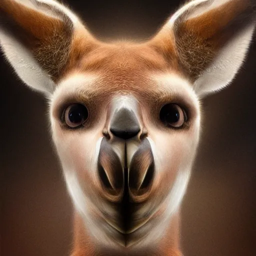 Prompt: anonymous as a kangaroo, award winning creature portrait photography, extremely detailed, artstation, 8 k, sensual lighting, incredible art, wlop, artgerm