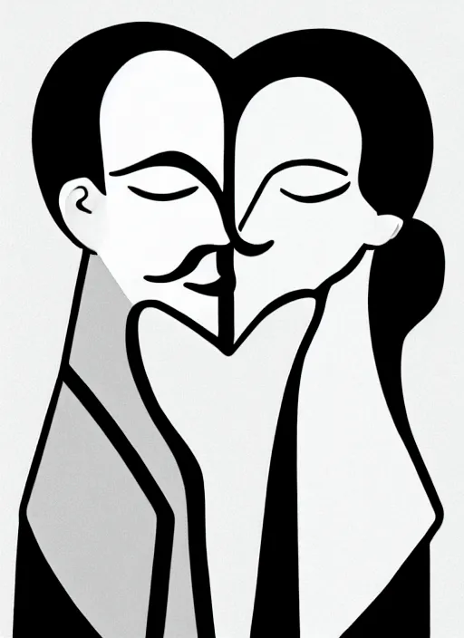 Image similar to style of santiago calatrava and salvador dali, perfectly centered symmetrical balanced male and female portrait of man and woman in love sharing one heart. high coherence ; 3 d cartoon 8 k ultra hd