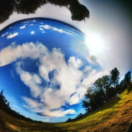 Image similar to walking around in heaven, GoPro, fisheye lens, high resolution 8k,