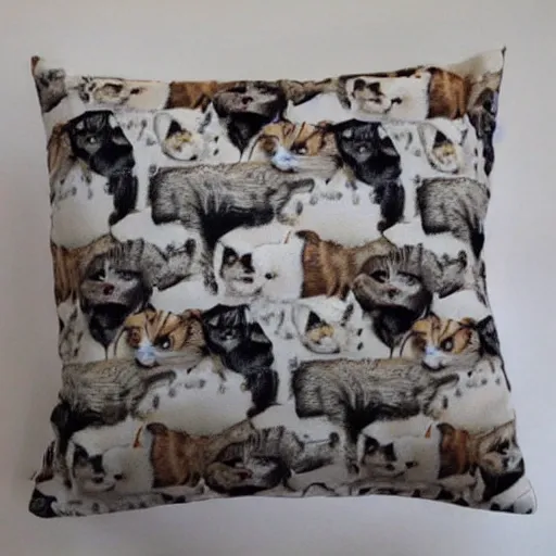 Prompt: pillow made of cats