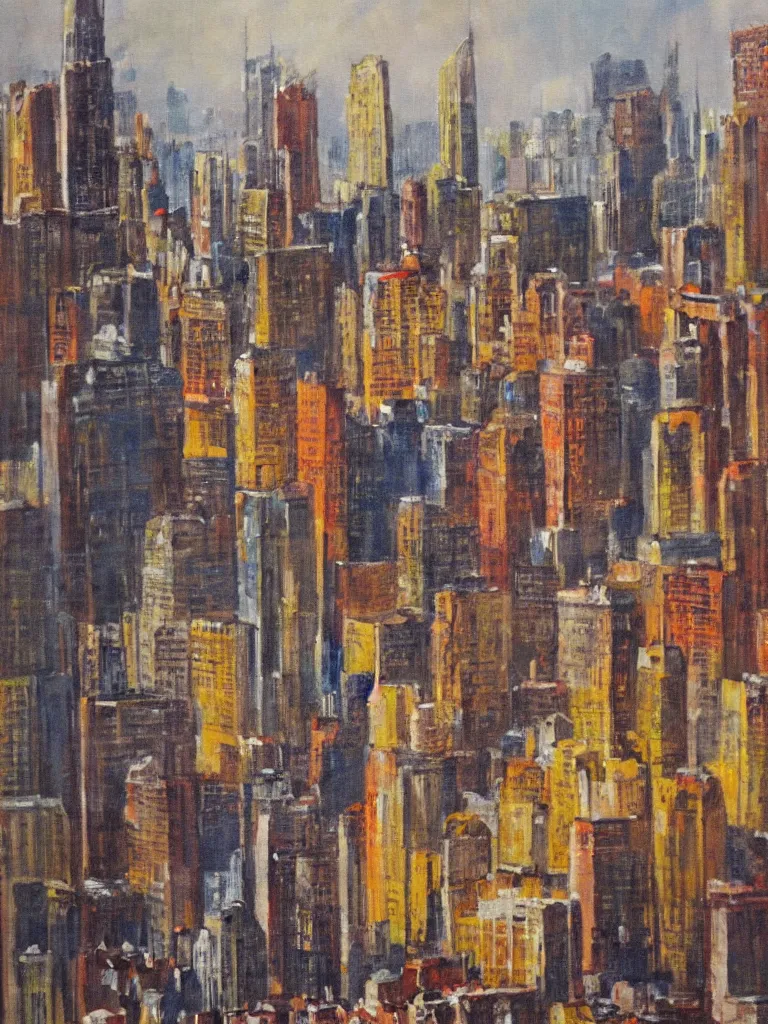 Prompt: a painting of a city scape by louis lozowick,