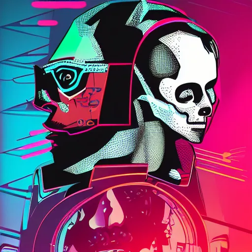 Prompt: to be or not to be, vector graphics, cyberpunk