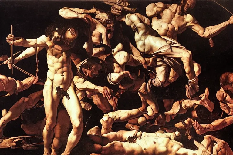 Prompt: Elimination of humanity. Digital concept art by Caravaggio, Very highly detailed