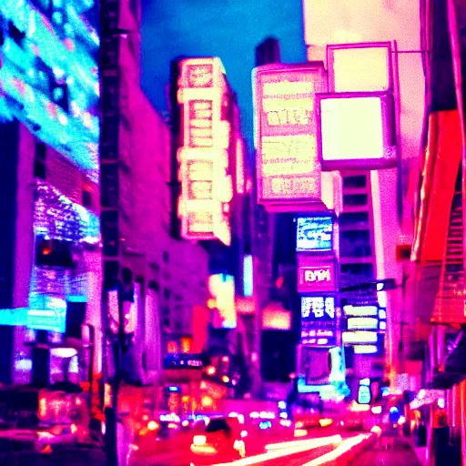 Prompt: photo futuristic city of neon lights, cinestill, 800t, 35mm, full-HD
