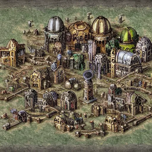 Image similar to planescape art style city on ring