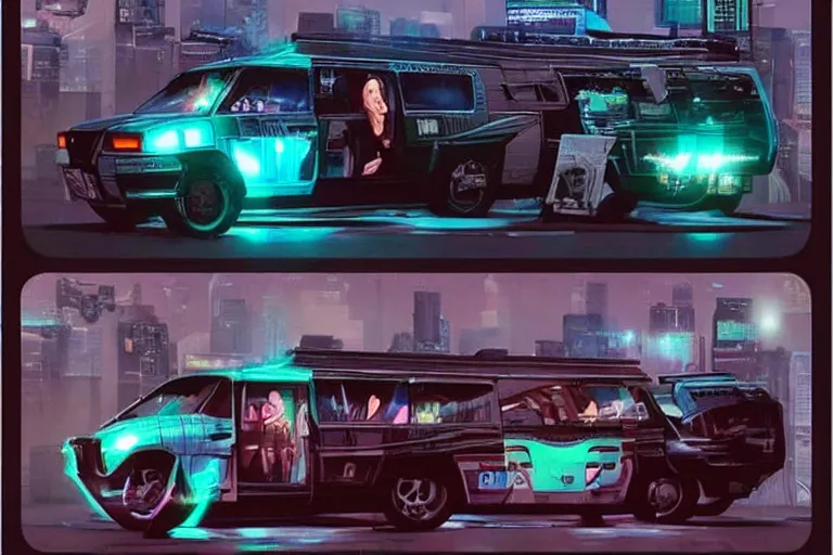 Image similar to cyberpunk version of the 8 0 s a - team van )
