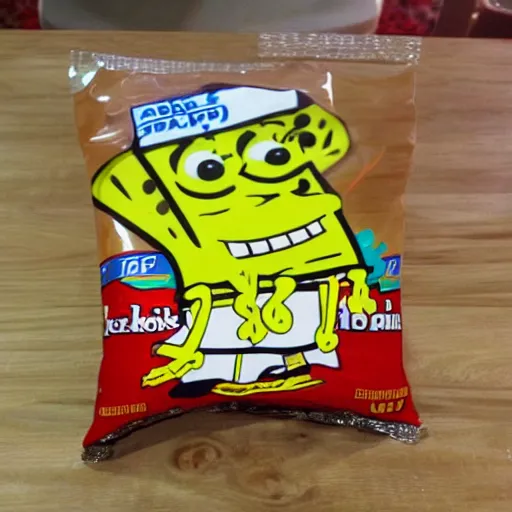 Image similar to pork rind snack in the style of Spongebob Squarepants