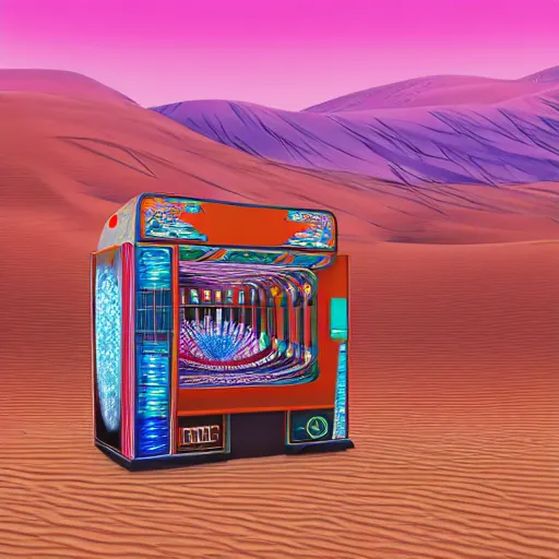 Image similar to a pachinko machine in the desert, by Moebius, high quality, sharp focus, 8k, trending on Artstation, surreal