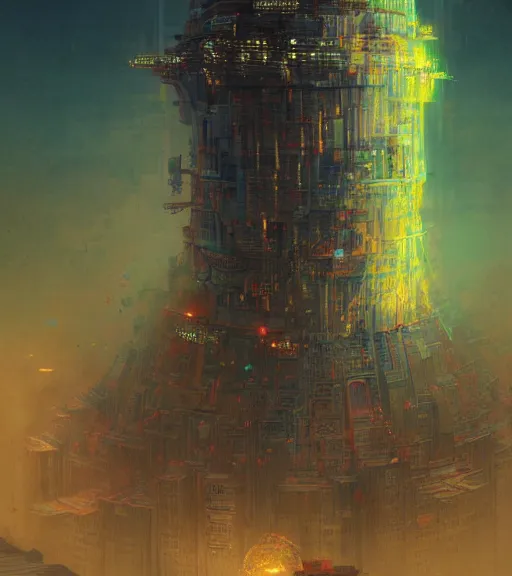 Image similar to colored manga, by greg rutkowski, tarkovsky, majestic ancient tower of babylon of terror, a woman in cyber clothing, hyperrealistic, blame manga, full color, cyber architecture, intricate, illustration, kilian eng, concept art, hyper - detailed, smooth, masterpiece, epic, cinematic, high quality