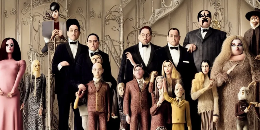 Image similar to a still from the Addams family movie directed by Wes Anderson