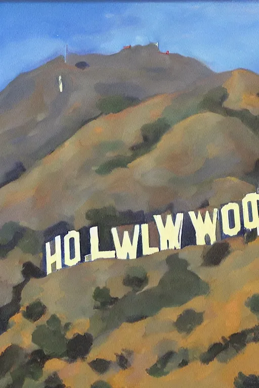 Image similar to painting of the hollywood sign