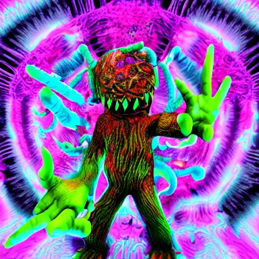 Image similar to psychedelic 3 d monster playdoe