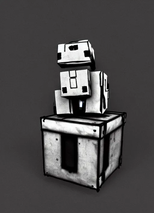 Image similar to 1 8 8 5 photo of a riveted companion cube from portal 2, daguerrotype, high quality