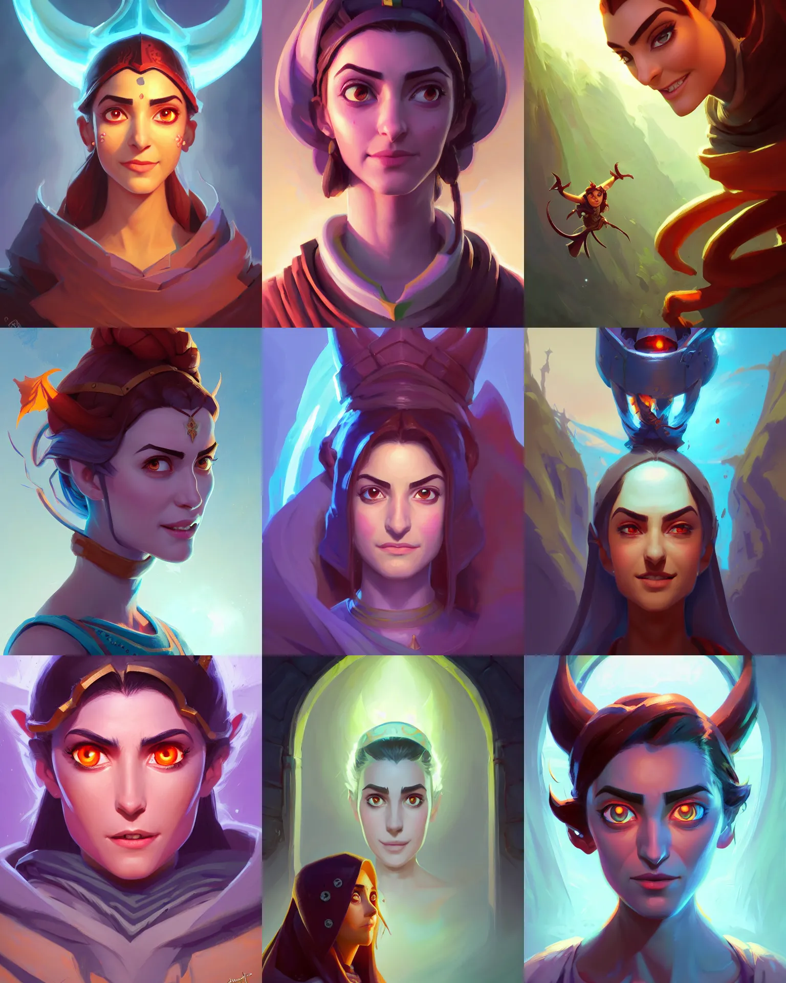 Prompt: head-on symmetrical centered painted portrait, Maya Ali as a D&D sorcerer, matte painting Arcane DOTA Blizzard pixar, maya engine on stylized background splash comics global illumination lighting artstation, by Jesper Ejsing, RHADS, Makoto Shinkai and Lois van baarle, ilya kuvshinov, rossdraws