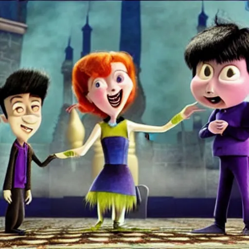 Image similar to a still from the live action hotel Transylvania movie