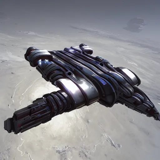 Image similar to hard surface, robotic platform, based on realistic spaceship, 6 claws, symmetric, unreal engine