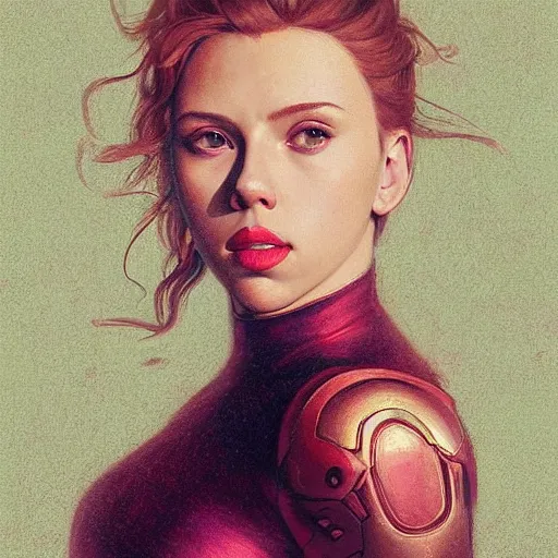 Prompt: Young Scarlett Johansson, highly detailed, digital painting, artstation, concept art, smooth, sharp focus, illustration, ArtStation, art by artgerm and greg rutkowski and alphonse mucha and J. C. Leyendecker and Edmund Blair Leighton and Katsuhiro Otomo and Geof Darrow and Phil hale and Ashley wood and Ilya repin and Charlie Bowater