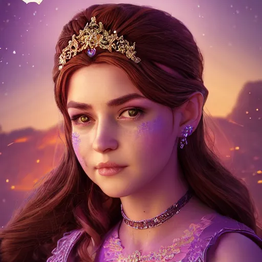 Image similar to portrait of wonderful princess of amethyst with fair skin, ornate 8 k gorgeous intricate detailed, accent lighting, dramatic light, octane render