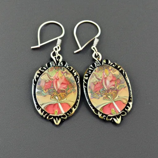 Prompt: artnouveau earrings