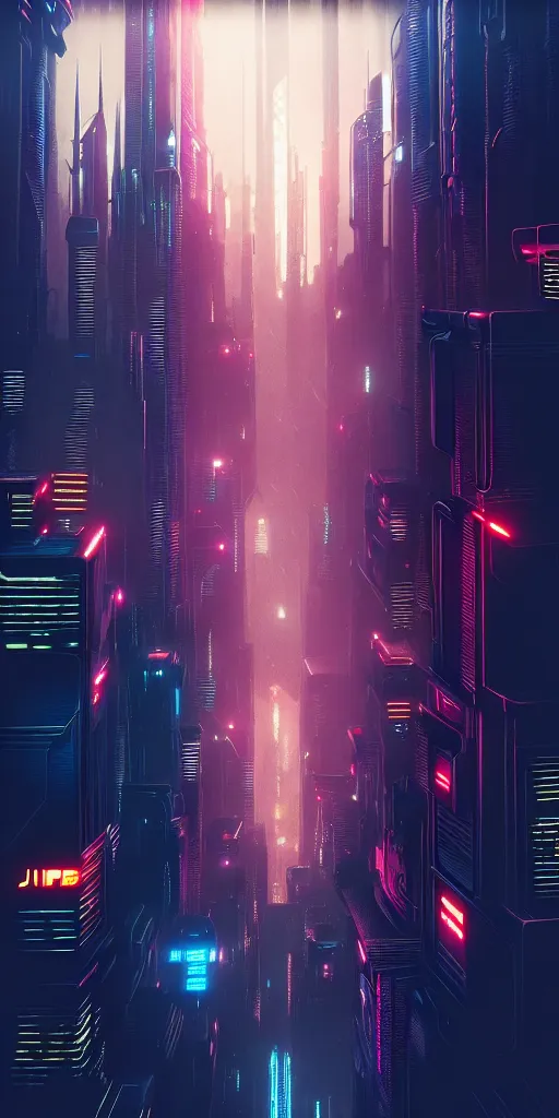 Image similar to epic cyberpunk cityscape : : blade runner, james guilleard, beeple, laurie greasley, dan mcpharlin : : ornate, dynamic, particulate, rich colors, intricate, elegant, highly detailed, centered, artstation, smooth, sharp focus, octane render, 3 d