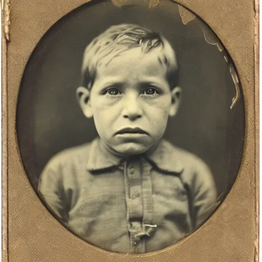 Image similar to facial portrait of a 3 year old boy, 1 9 1 9, ambrotype, by george s. cook, award winning