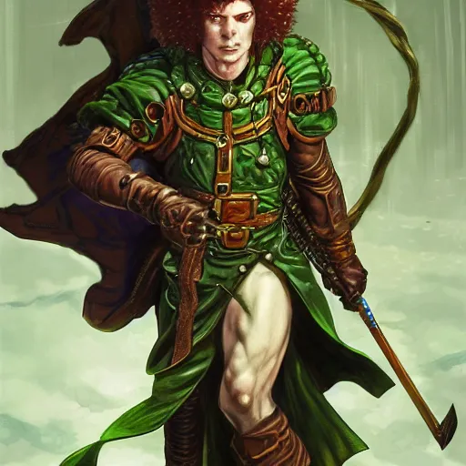 Prompt: Noriaki Kakyoin as a fantasy D&D character, portrait art by Donato Giancola and James Gurney, digital art, trending on artstation