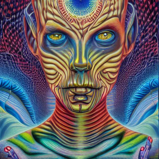 Prompt: last dey on earth by Alex Grey, Trending on art station