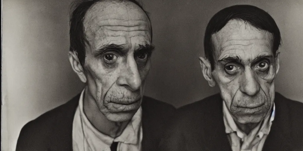 Prompt: portrait of a man by diane arbus, fine detail