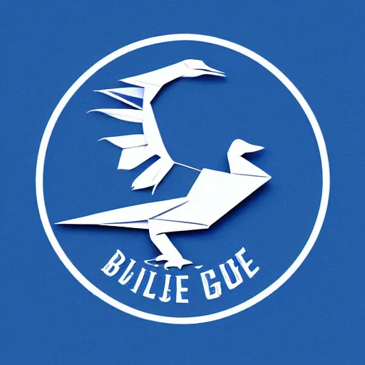 Image similar to a beautiful logo of blue wild goose, 2 d origami, digital art