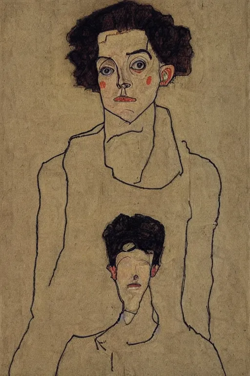 Image similar to drawing portrait of teenager by Egon Schiele