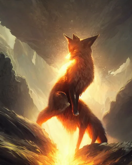 Image similar to Fox Shapeshifter, magic the gathering artwork, D&D, fantasy, cinematic lighting, centered, symmetrical, highly detailed, digital painting, artstation, concept art, smooth, sharp focus, illustration, volumetric lighting, epic Composition, 8k, art by Akihiko Yoshida and Greg Rutkowski and Craig Mullins, oil painting, cgsociety